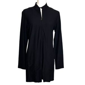 Eileen Fisher Crepe Knit Two Way Zipper Longline Jacket XS Transitional Layer